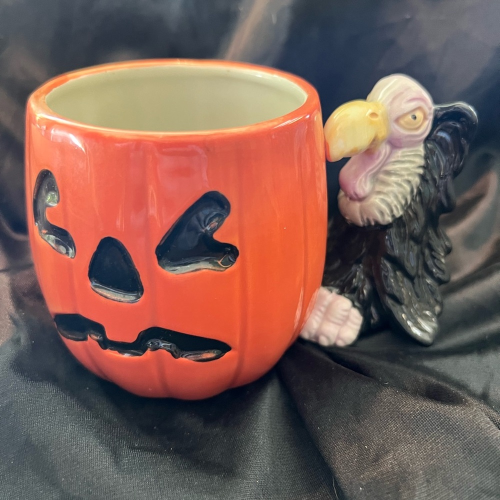 Fitz & Floyd Pumpkin & Buzzard Halloween Mug (1988) 2/500